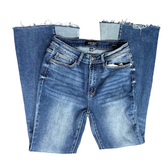 Judy Blue Frankie Two Tone Panel Flare Jeans [5100] - Picture 4 of 12